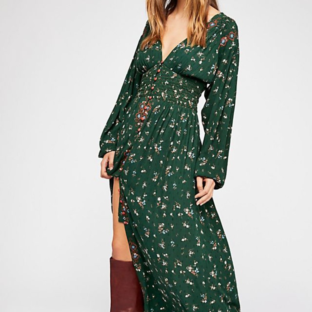 Free People  Wildflowers Embroidered Maxi Dress